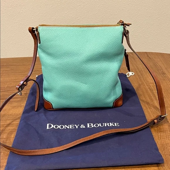 Dooney & Bourke Teal and Brown Crossbody Bag - Picture 2 of 3